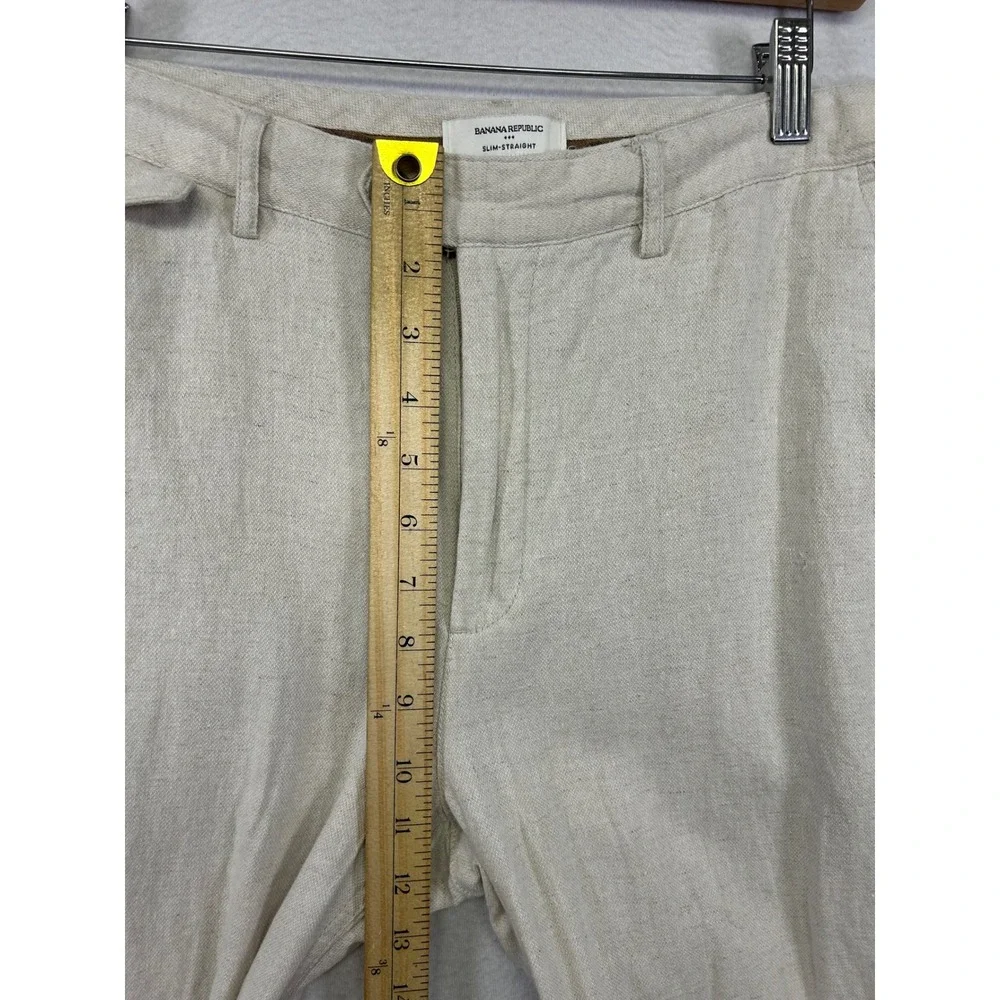 Coastal Old Money Banana Republic Men 32x32 Beige Linen Blend Slim Straight Pant